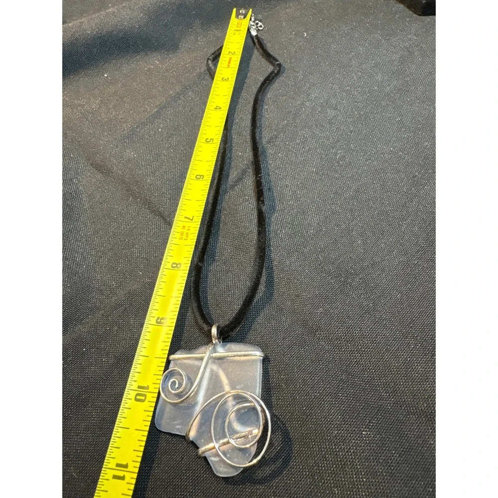 Handcrafted Blue Sea Glass Wire Wrapped‎ Pendant Necklace
